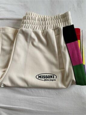 Palm Angels Cream shorts with Multicolor Side Panels shorts